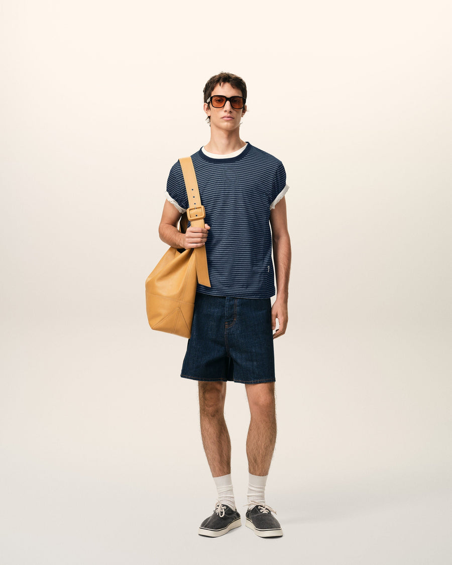 Blue Striped Cotton Ami De Coeur T-shirt