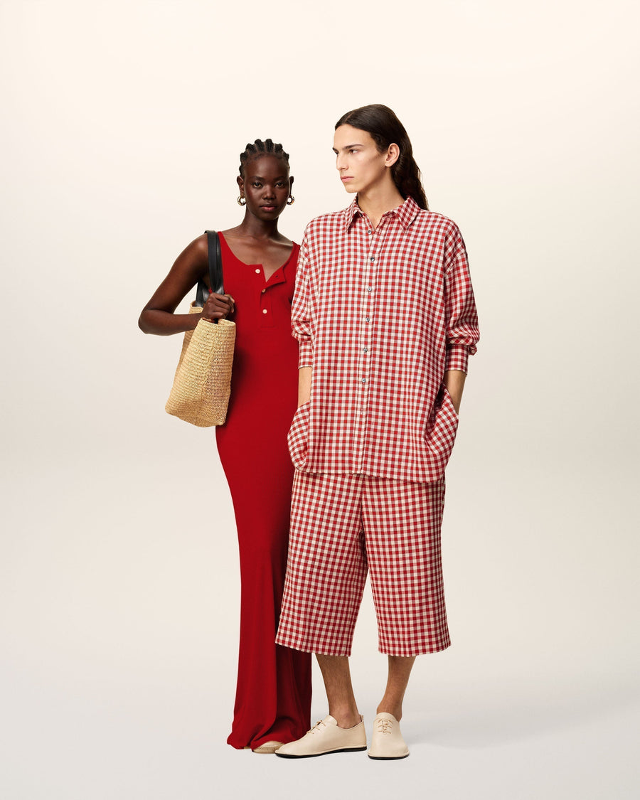 Red Light Ribbed Jersey Long Tankop Dress