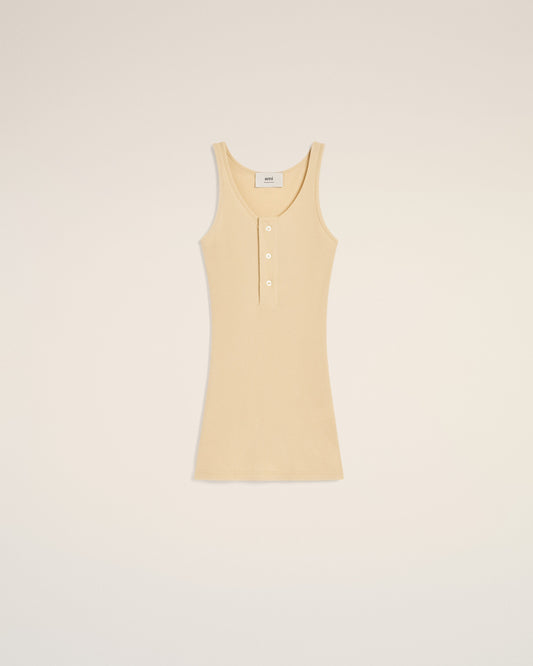 Beige Light Ribbed Jersey Tanktop
