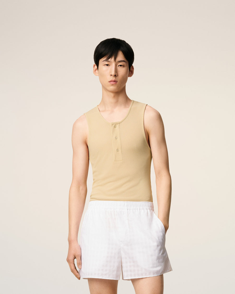 Beige Light Ribbed Jersey Tanktop