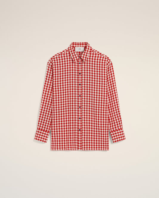 Plaid Red Wool Loose Shirt