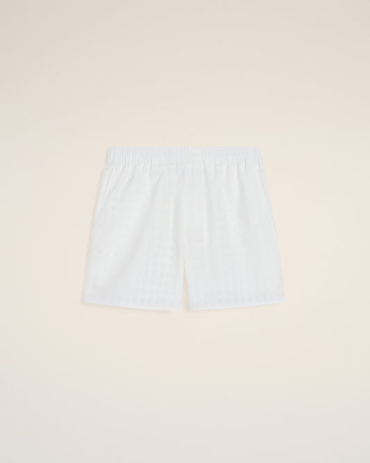 White Cotton Large Fit Shorts