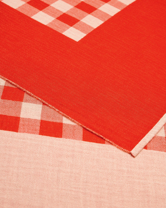 Plaid Red Cotton Beach Towel