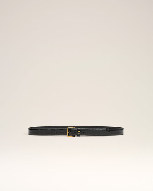 Black Glazed Leather Paris Paris 25 Mm Belt