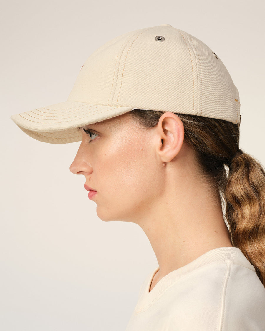 Beige Cotton Ami de Coeur Embroidery Cap
