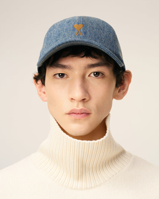 Blue Cotton Ami De Coeur Embroidery Cap