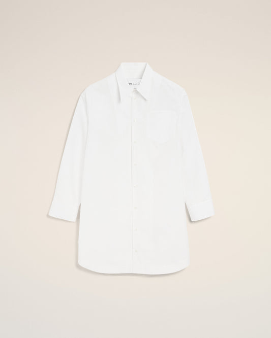 White Cotton Ami De Coeur Wide Shirt Dress