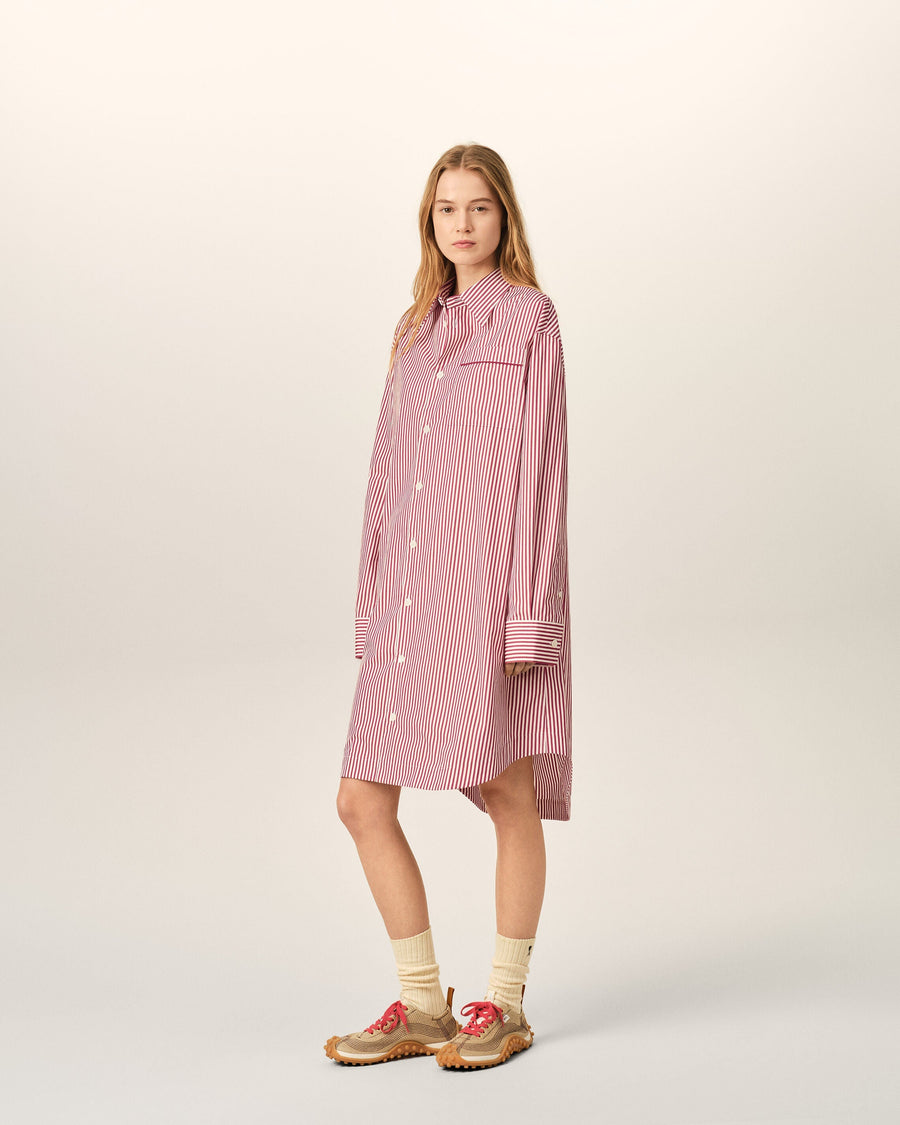 White striped cotton shirt dress with Ami de Coeur arrow