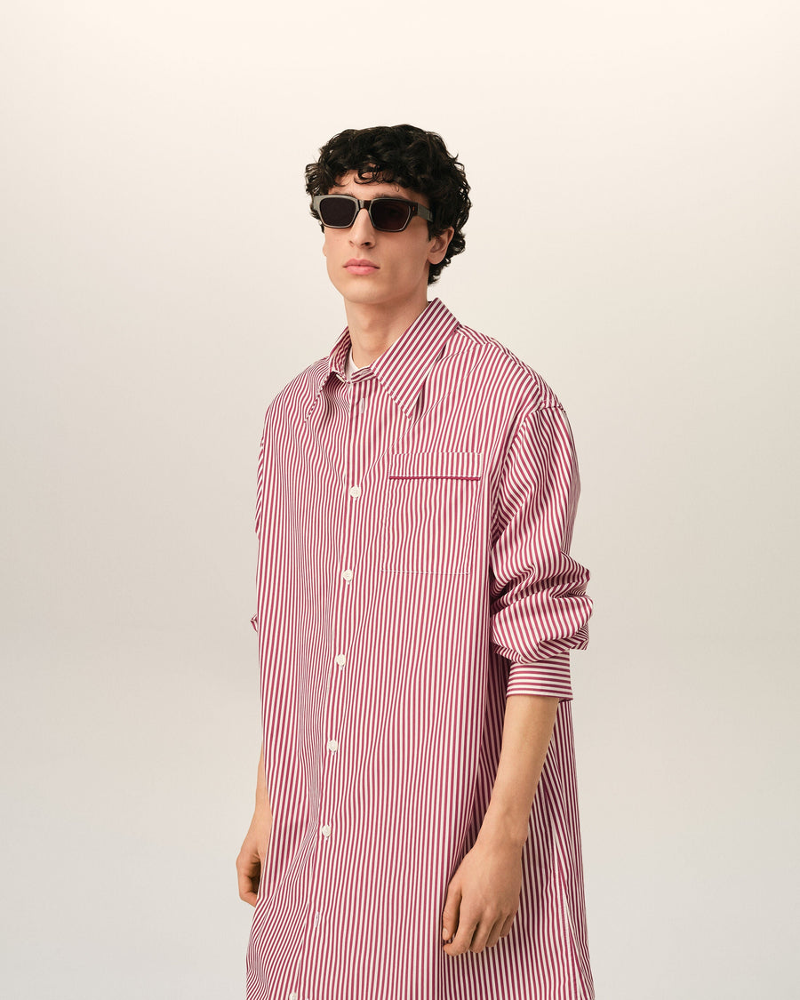 White striped cotton shirt dress with Ami de Coeur arrow
