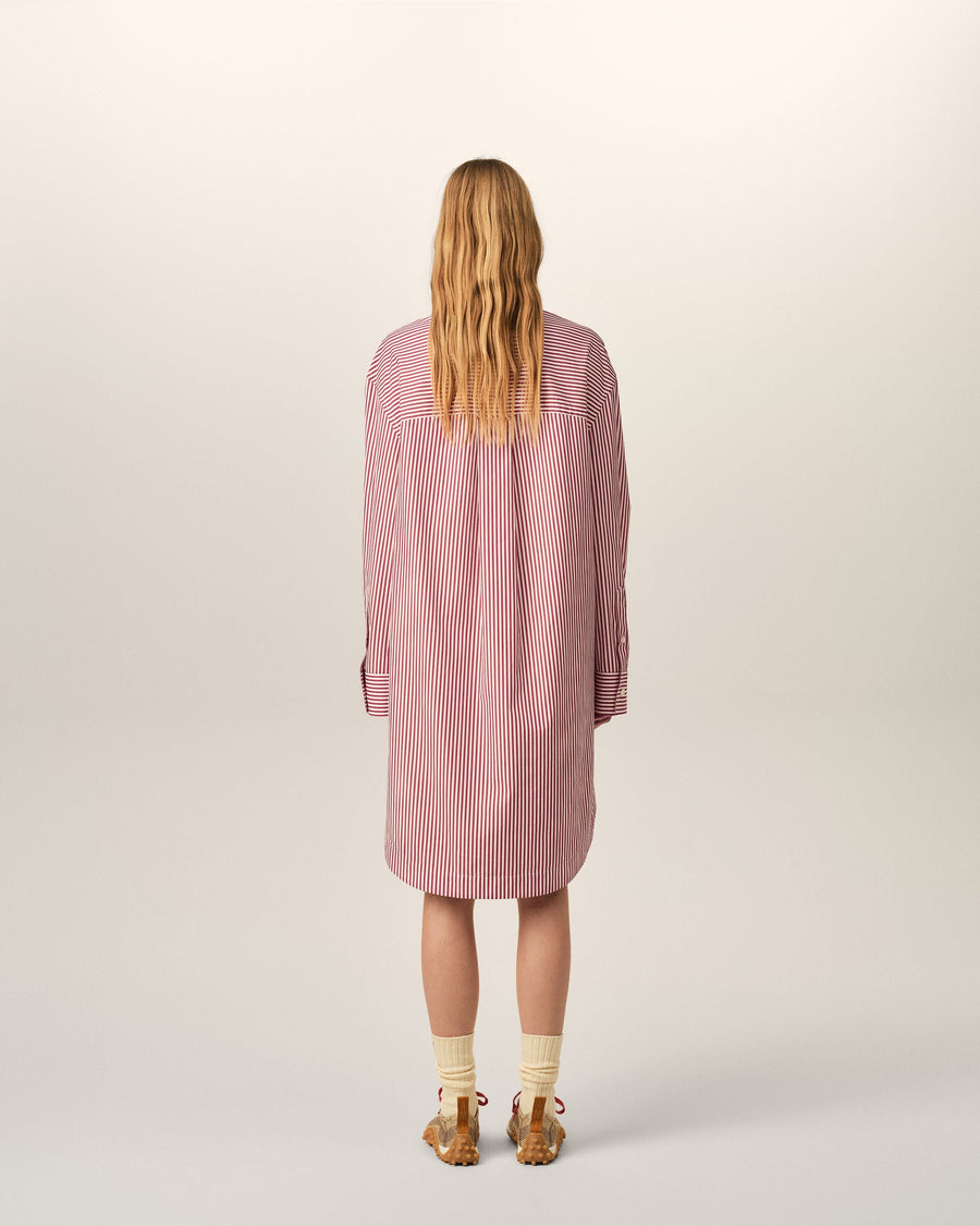 White striped cotton shirt dress with Ami de Coeur arrow