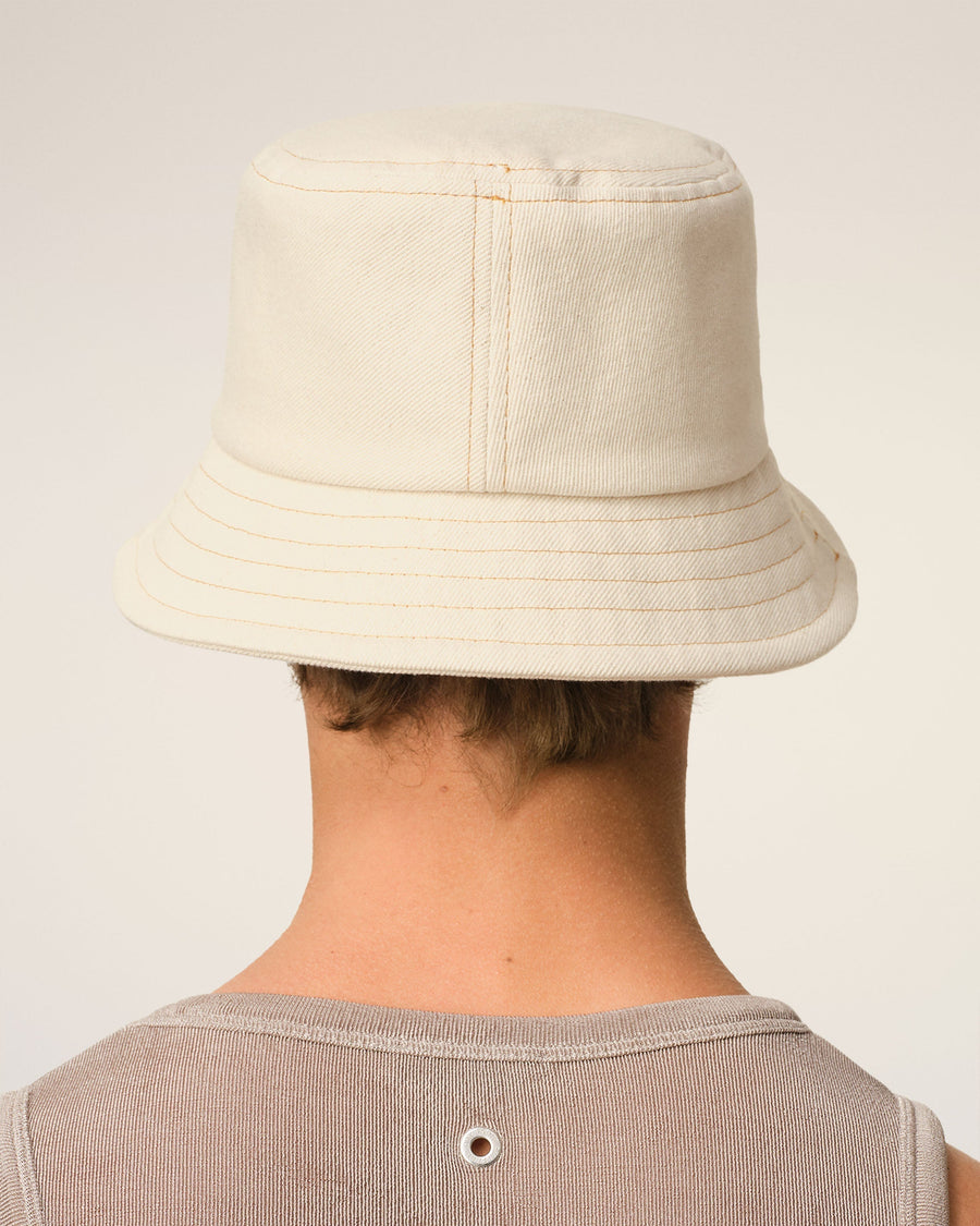 Beige Cotton Ami de Coeur Embroidery Bucket Hat