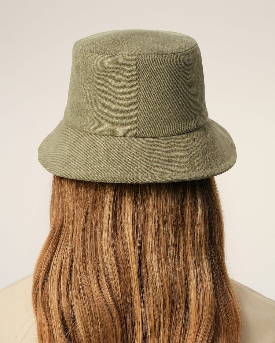 Green Cotton Ami de Coeur Embroidery Bucket Hat