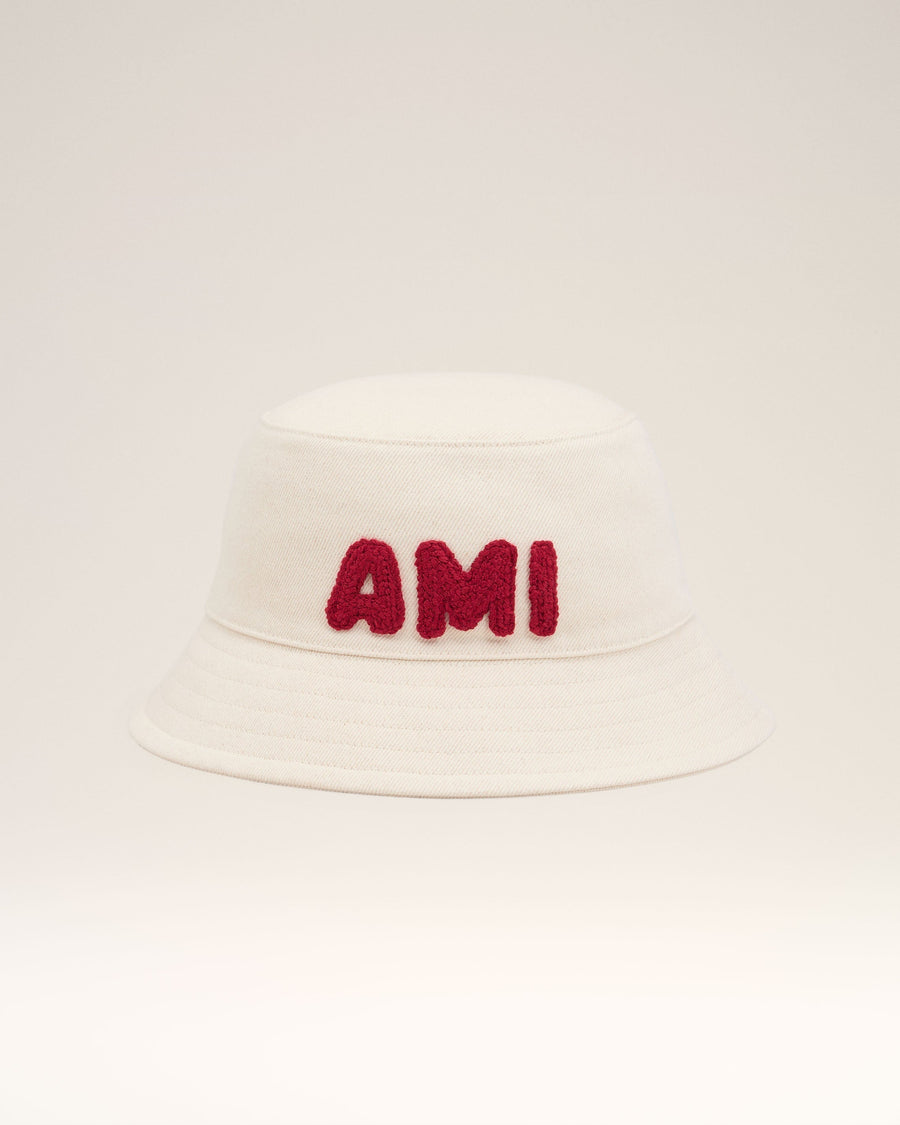 Beige Cotton Ami Paris Patch Bucket Hat