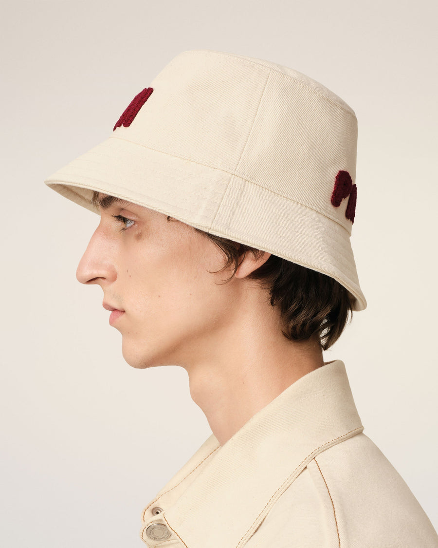 Beige Cotton Ami Paris Patch Bucket Hat