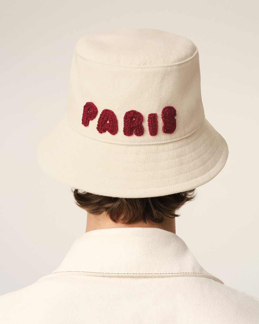Beige Cotton Ami Paris Patch Bucket Hat