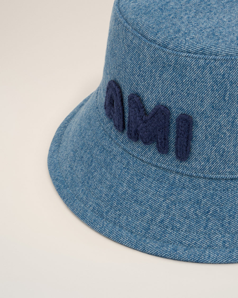 Blue Cotton Ami Paris Patch Bucket Hat