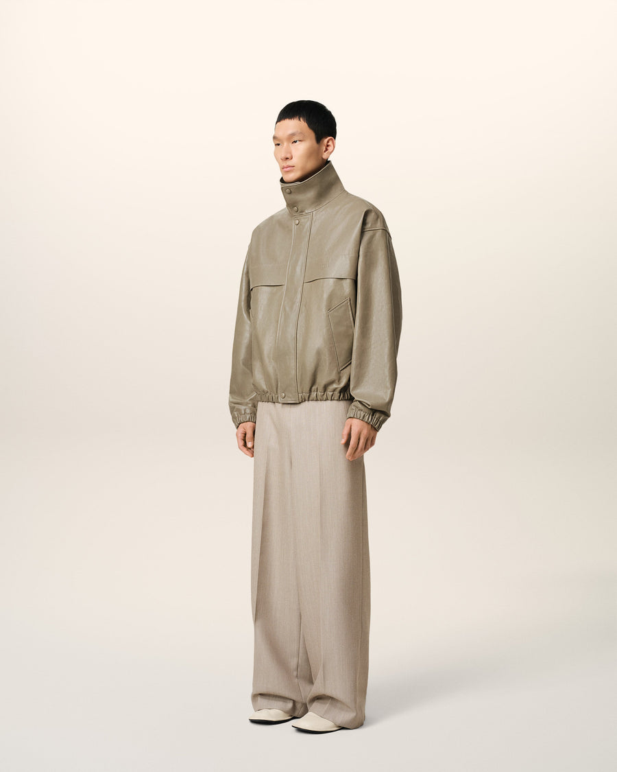 Green Leather Zipped Jacket