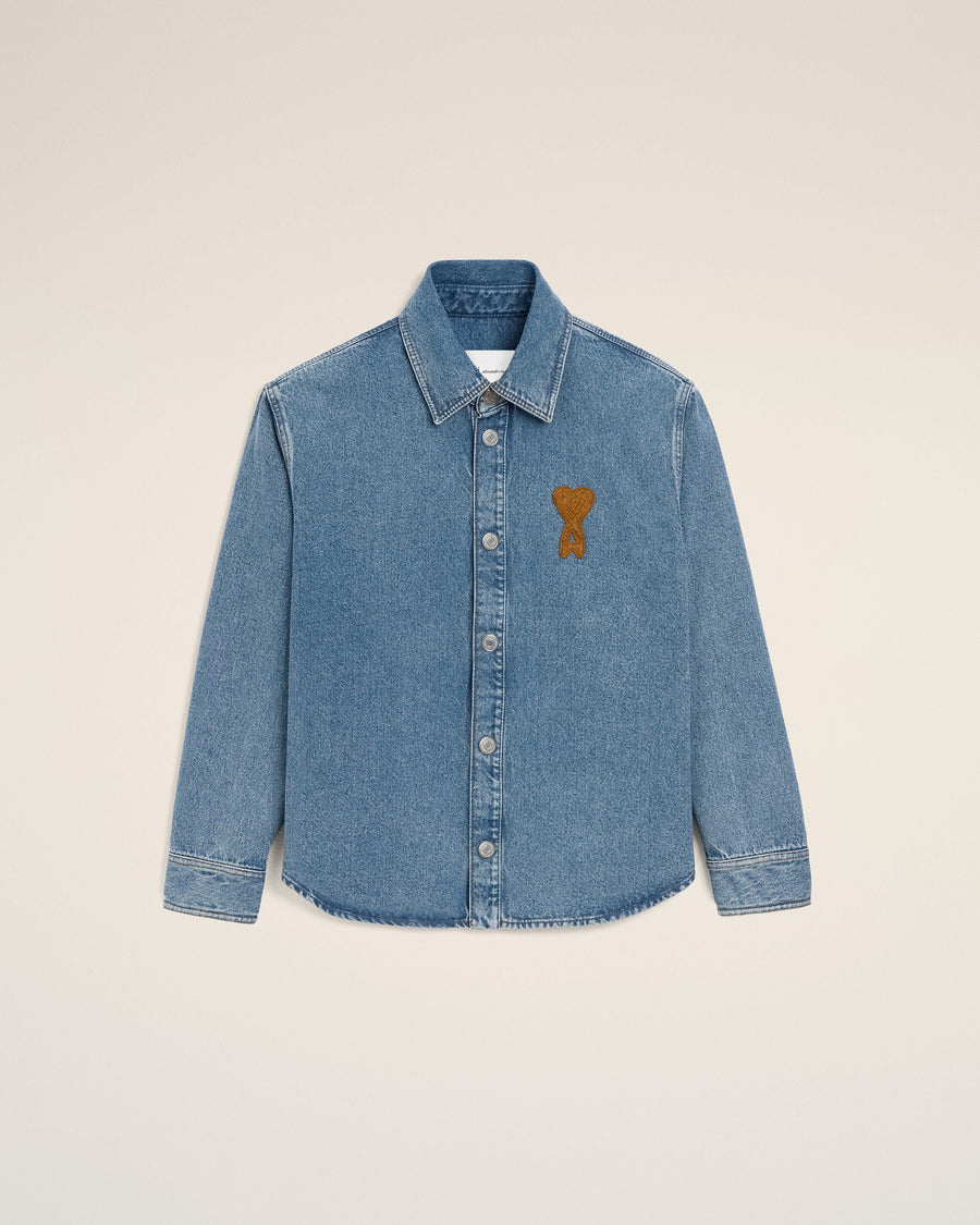 Blue Cotton Knitted Ami De Coeur Overshirt