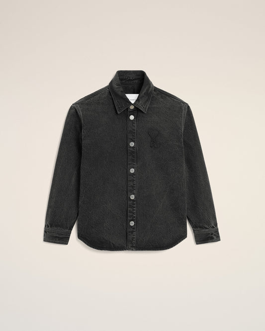 Black Cotton Knitted Ami De Coeur Overshirt