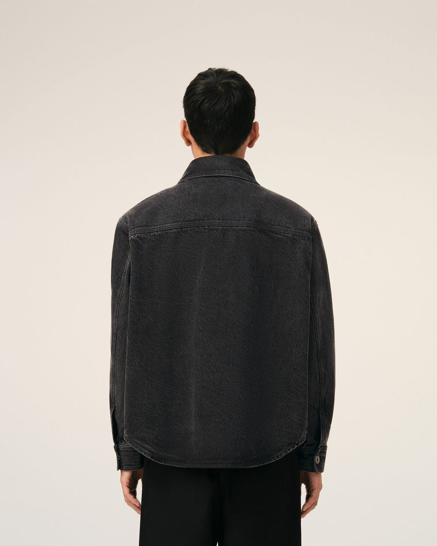 Black Cotton Knitted Ami De Coeur Overshirt