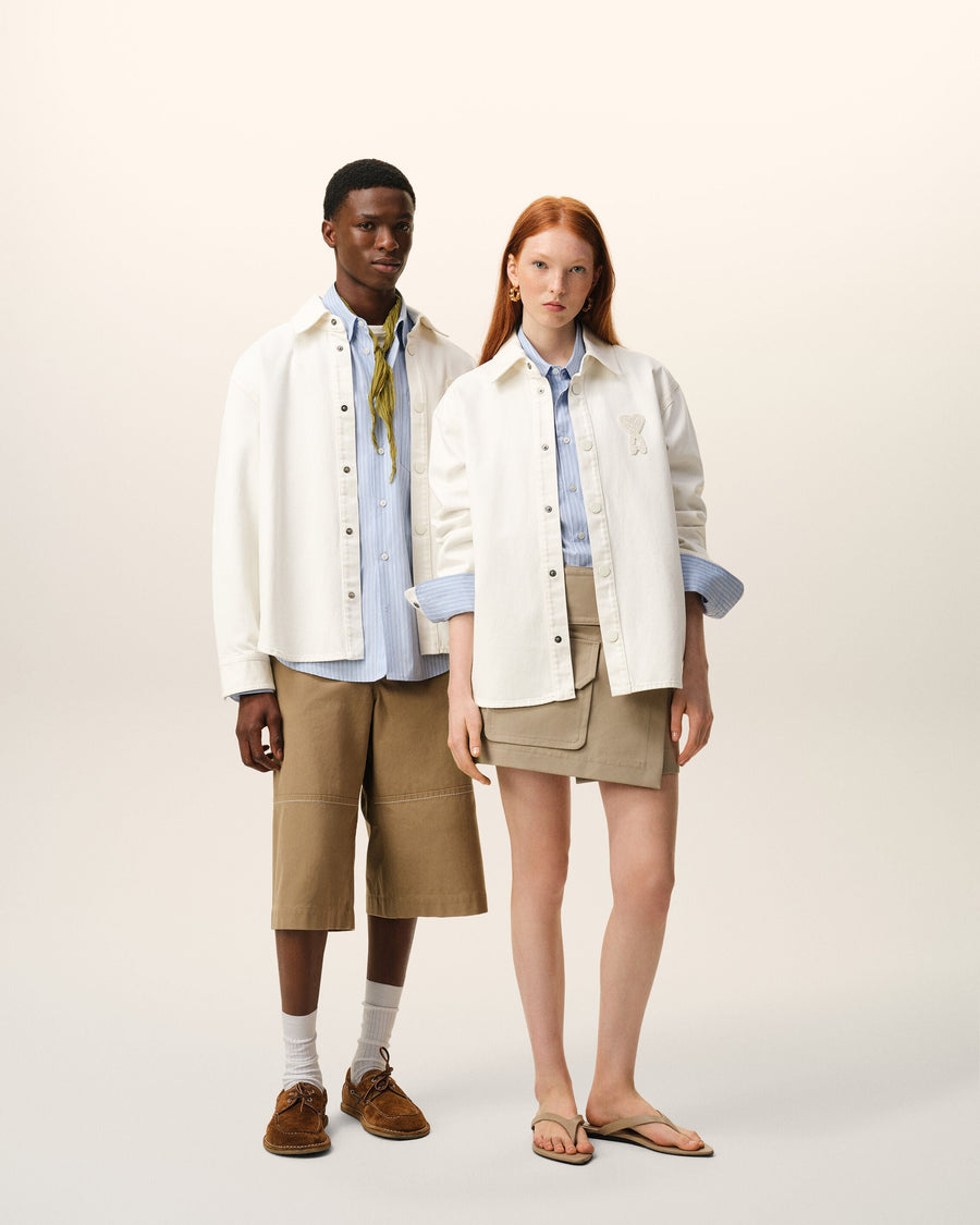White Cotton Knitted Ami De Coeur Overshirt