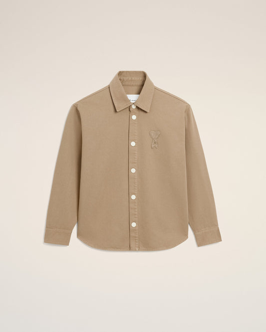 Beige Cotton Knitted Ami De Coeur Overshirt