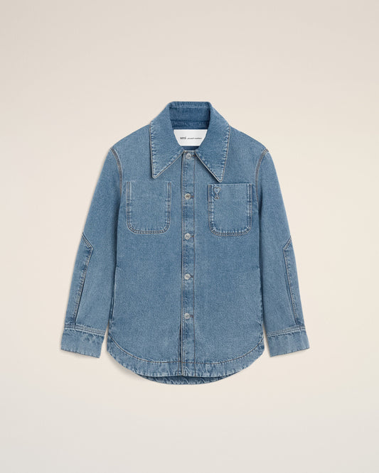 Blue Cotton Ami De Coeur Worker Overshirt