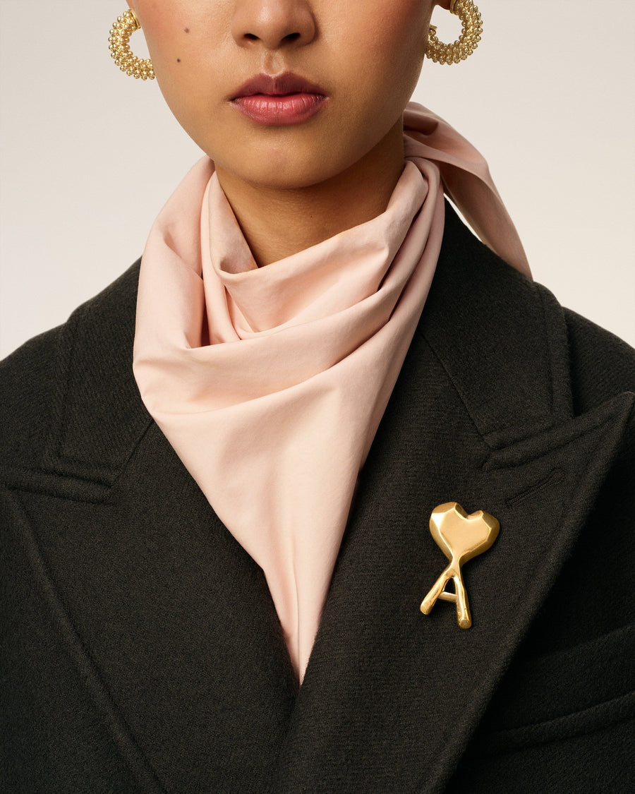 Gold Brass Hammered Ami De Coeur Pin