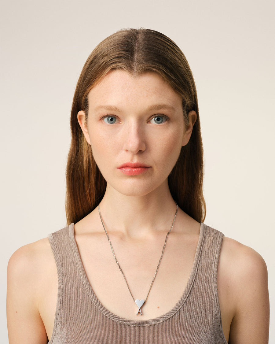 Silver Brass Ami De Coeur Pendant Necklace