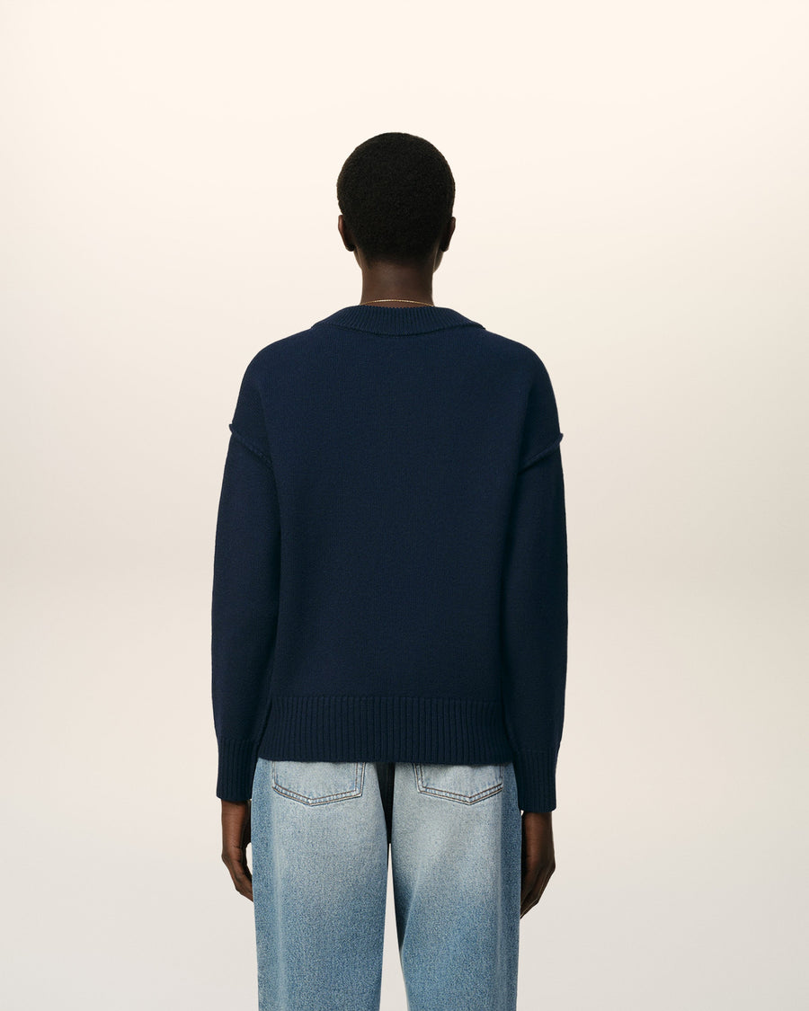 Blue Wool Red Ami de Coeur Cardigan