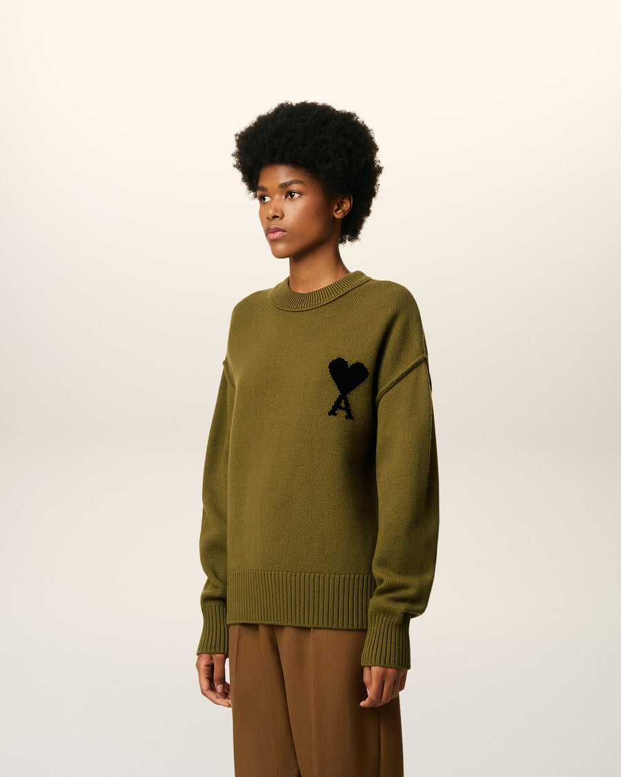 Green Wool Ami De Coeur Crewneck Sweater