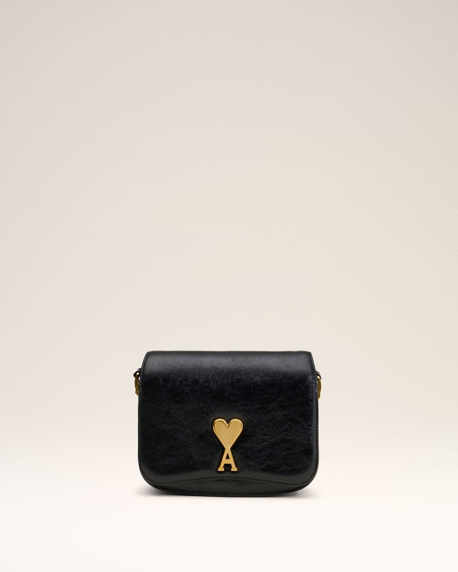 Black Leather Paris Paris  Bag