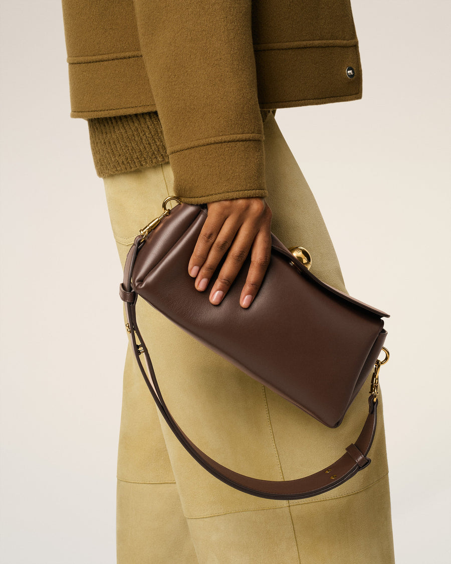 Brown  Smooth Leather Carrousel Bag