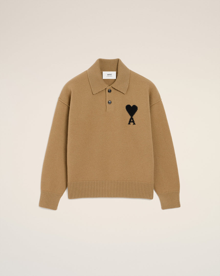 Brown Wool Ami De Coeur Polo