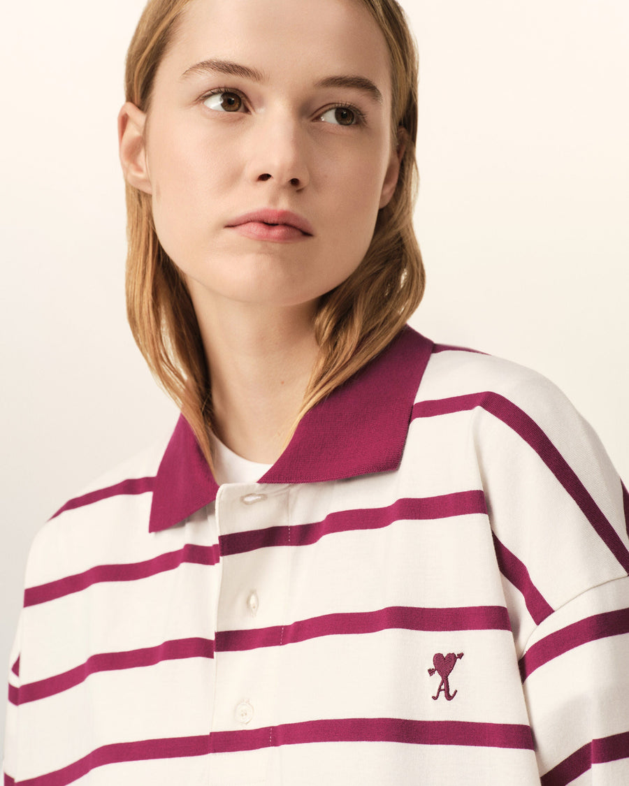 White cotton polo with Ami de Coeur arrow