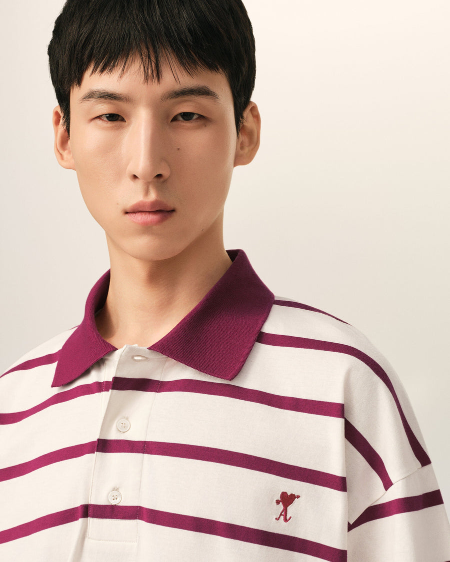 White cotton polo with Ami de Coeur arrow