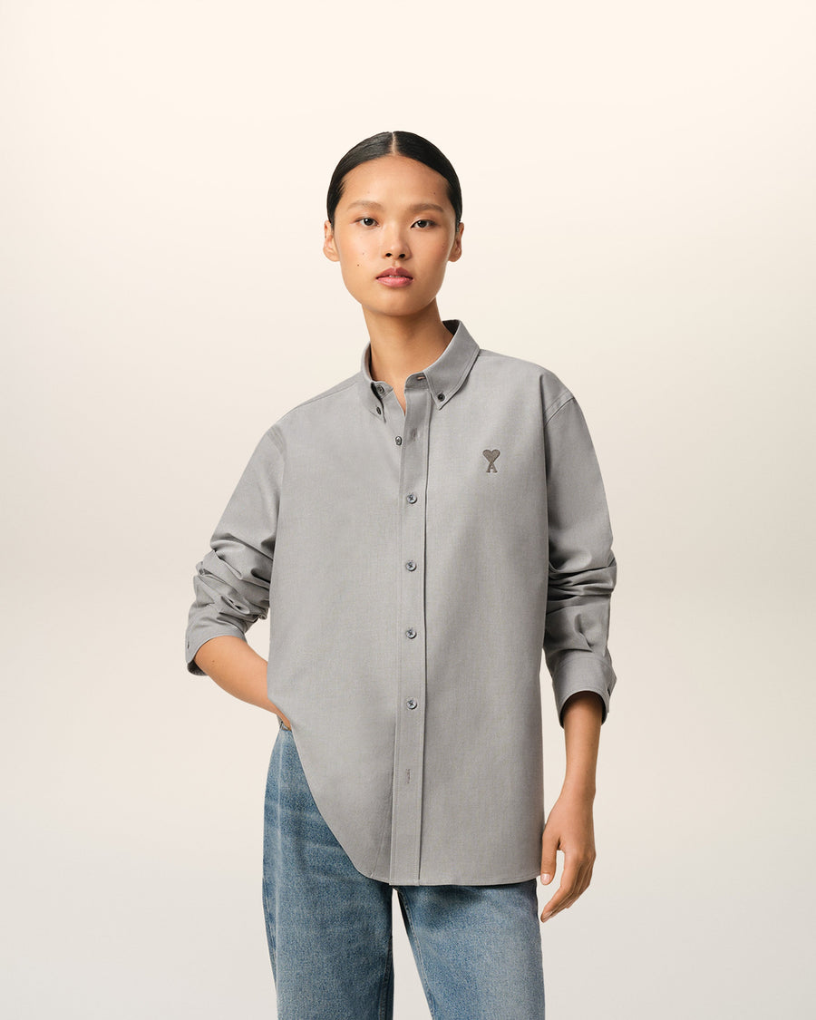Grey Cotton Button-Down Ami de Cœur Shirt
