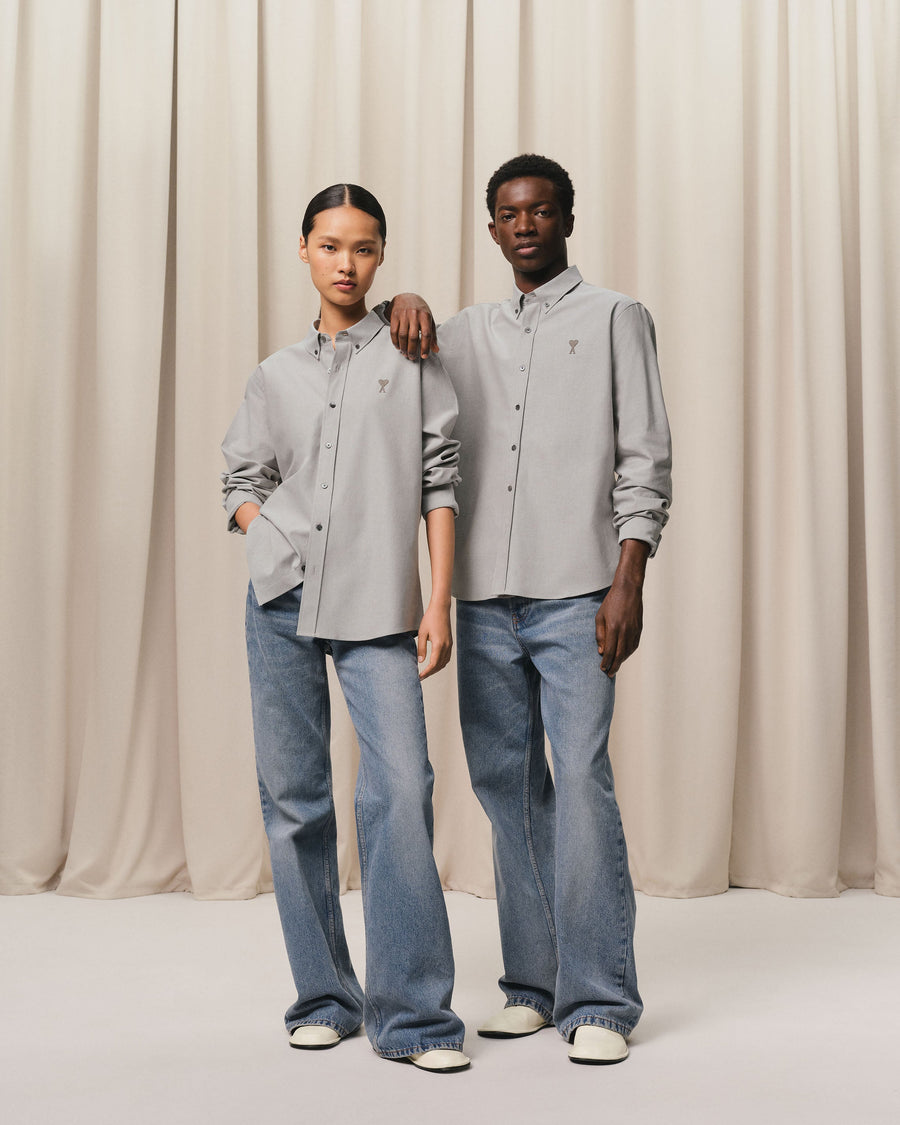 Grey Cotton Button-Down Ami de Cœur Shirt