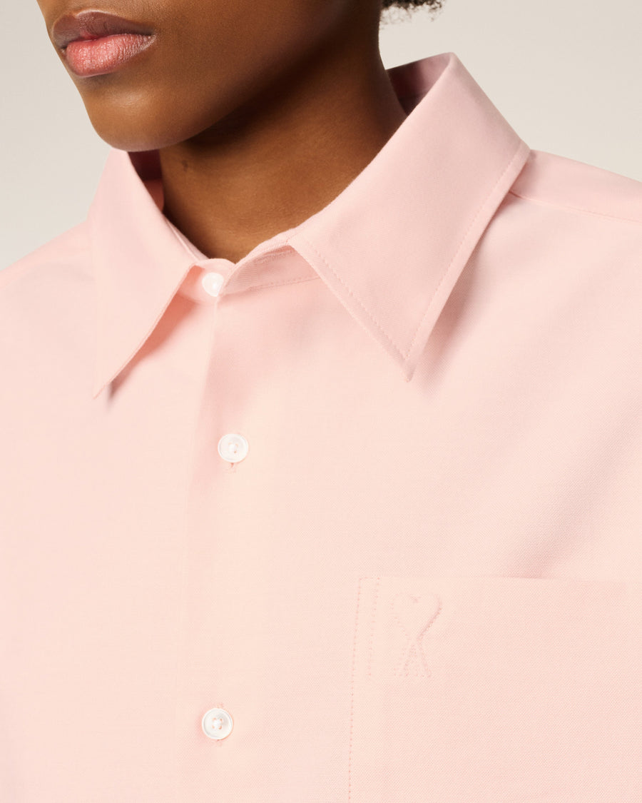 Pink Cotton Embossed Ami De Coeur Boxy Shirt