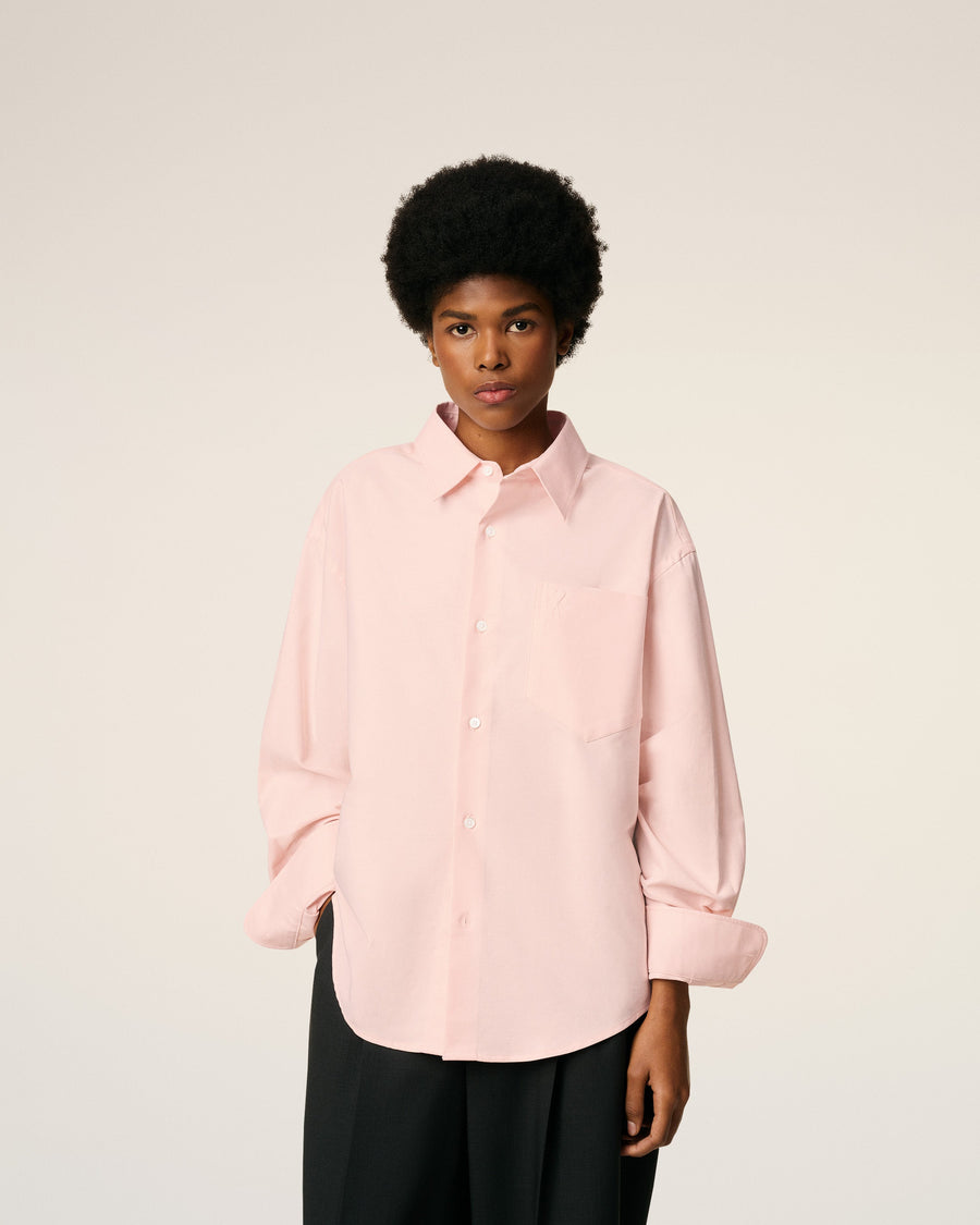 Pink Cotton Embossed Ami De Coeur Boxy Shirt