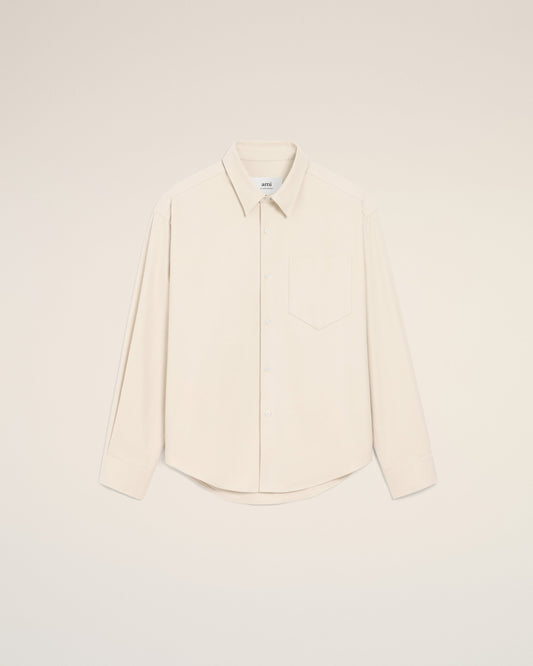 Beige Cotton Embossed Ami De Coeur Boxy Shirt