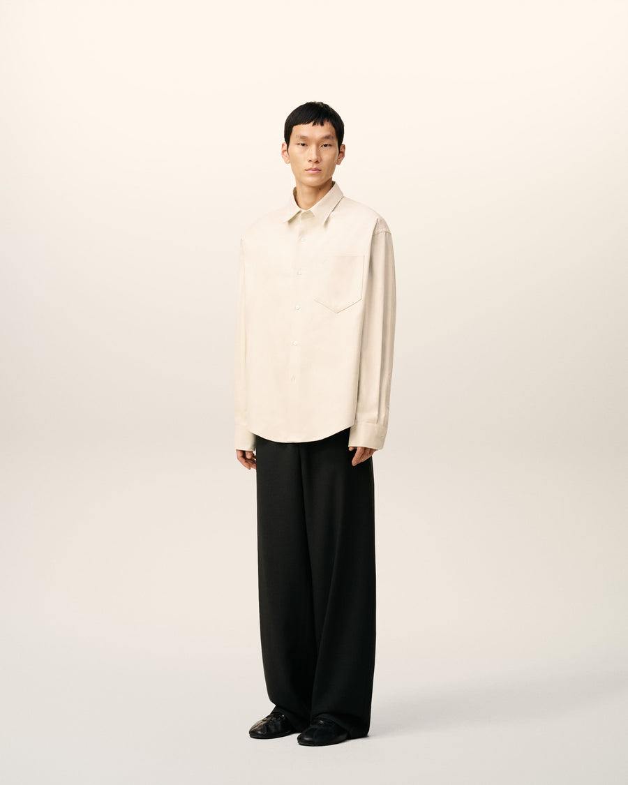Beige Cotton Embossed Ami De Coeur Boxy Shirt