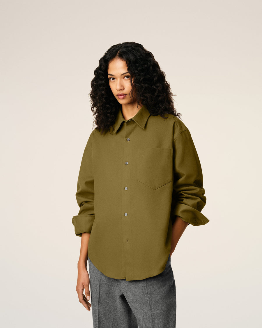 Green Cotton Embossed Ami De Coeur Boxy Shirt