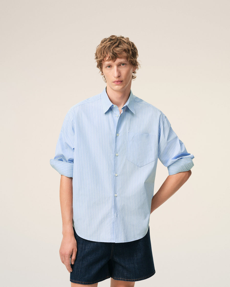 Blue Cotton Long Sleeve Ami De Coeur Boxy Shirt