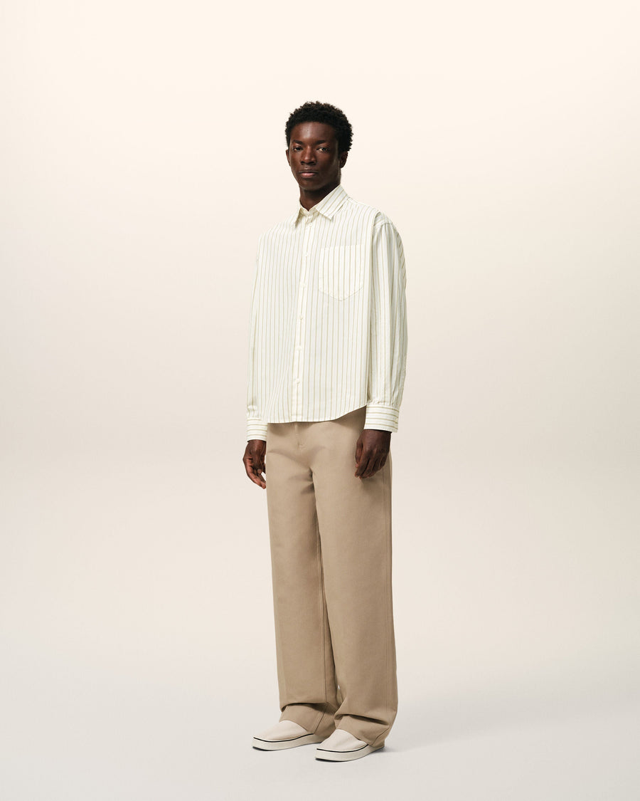 White Striped Cotton Ami De Coeur Boxy Shirt