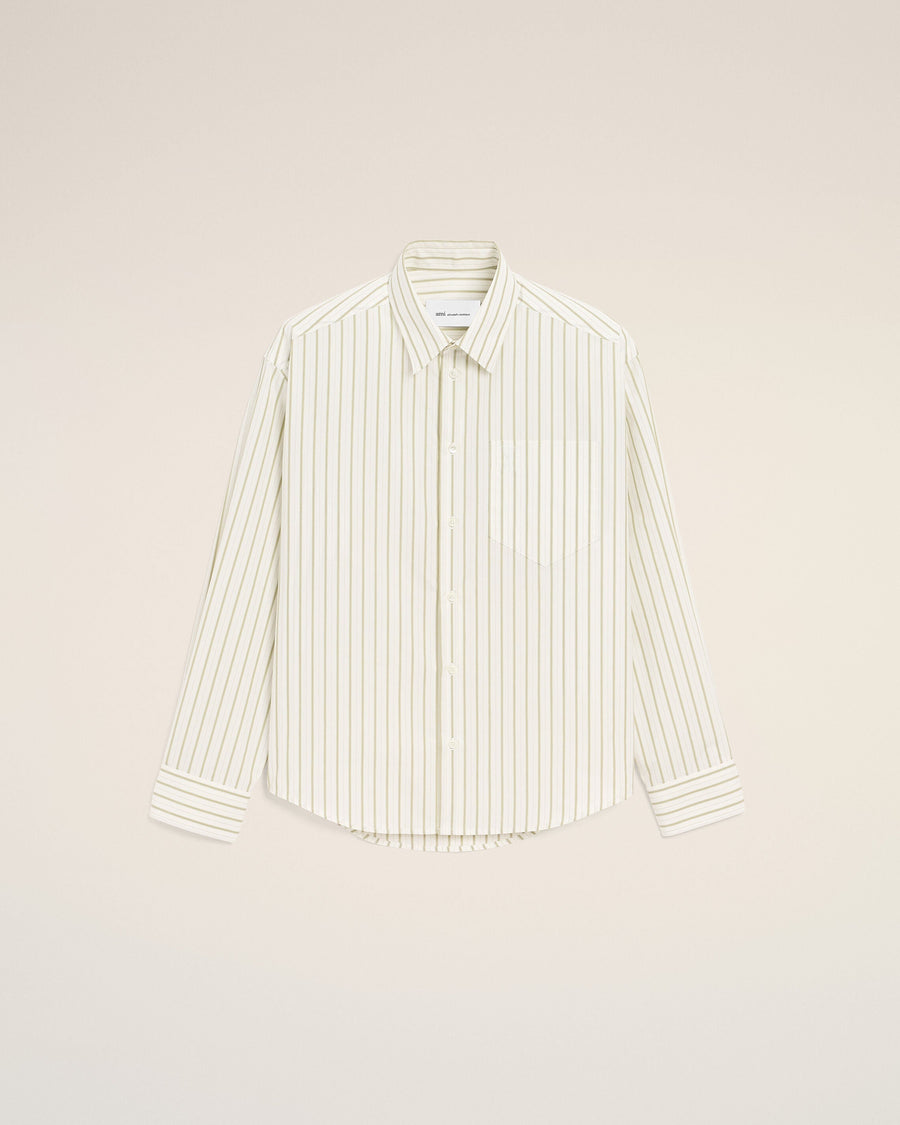 White Striped Cotton Ami De Coeur Boxy Shirt