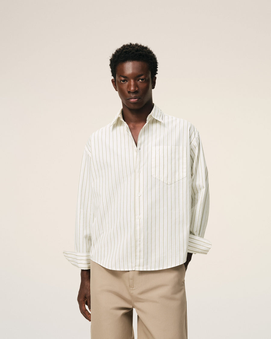 White Striped Cotton Ami De Coeur Boxy Shirt