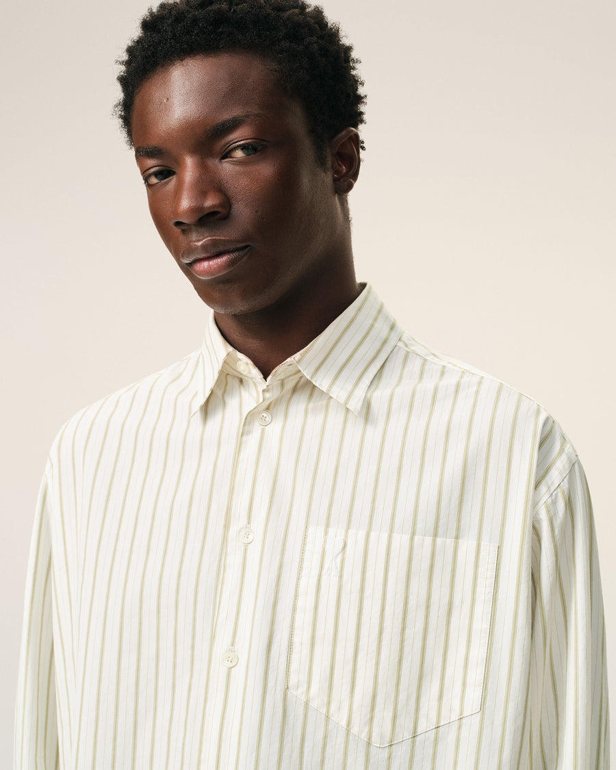 White Striped Cotton Ami De Coeur Boxy Shirt