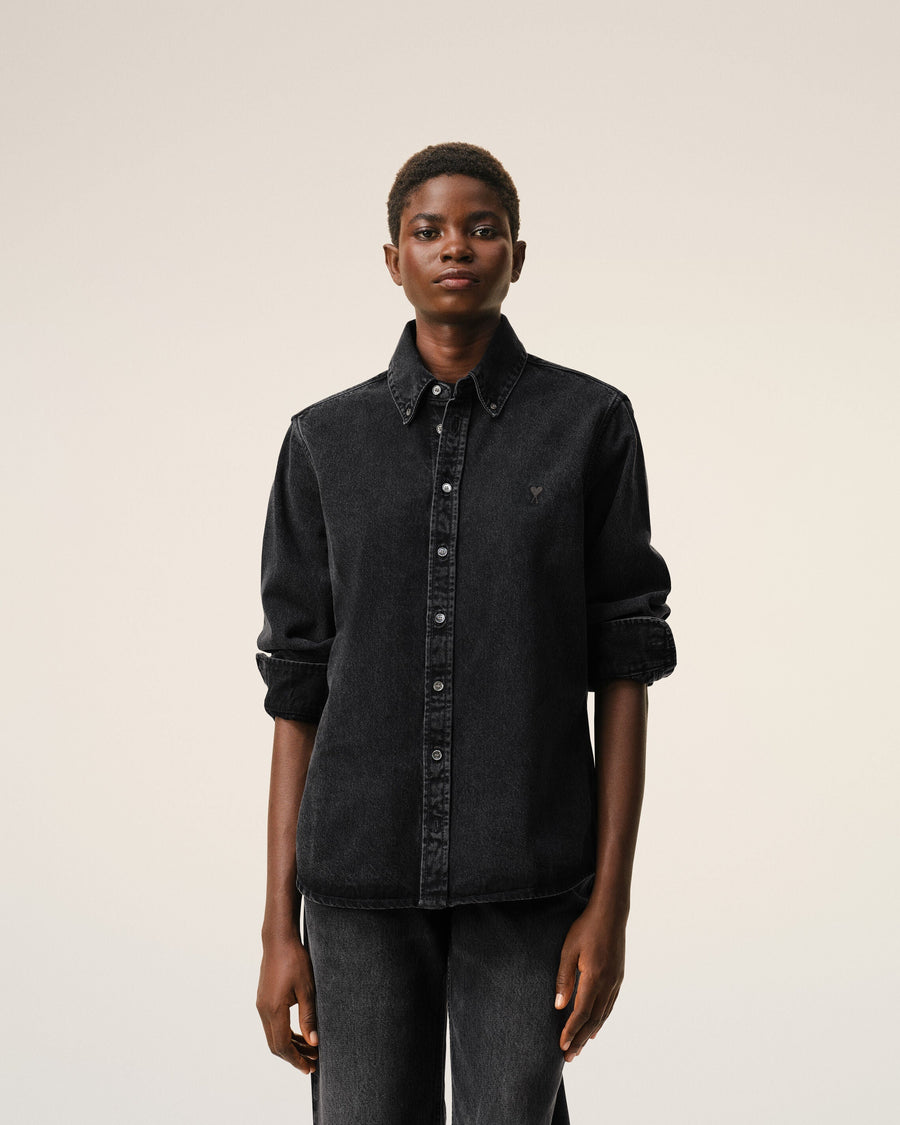 Black Denim Cotton Ami De Coeur Shirt