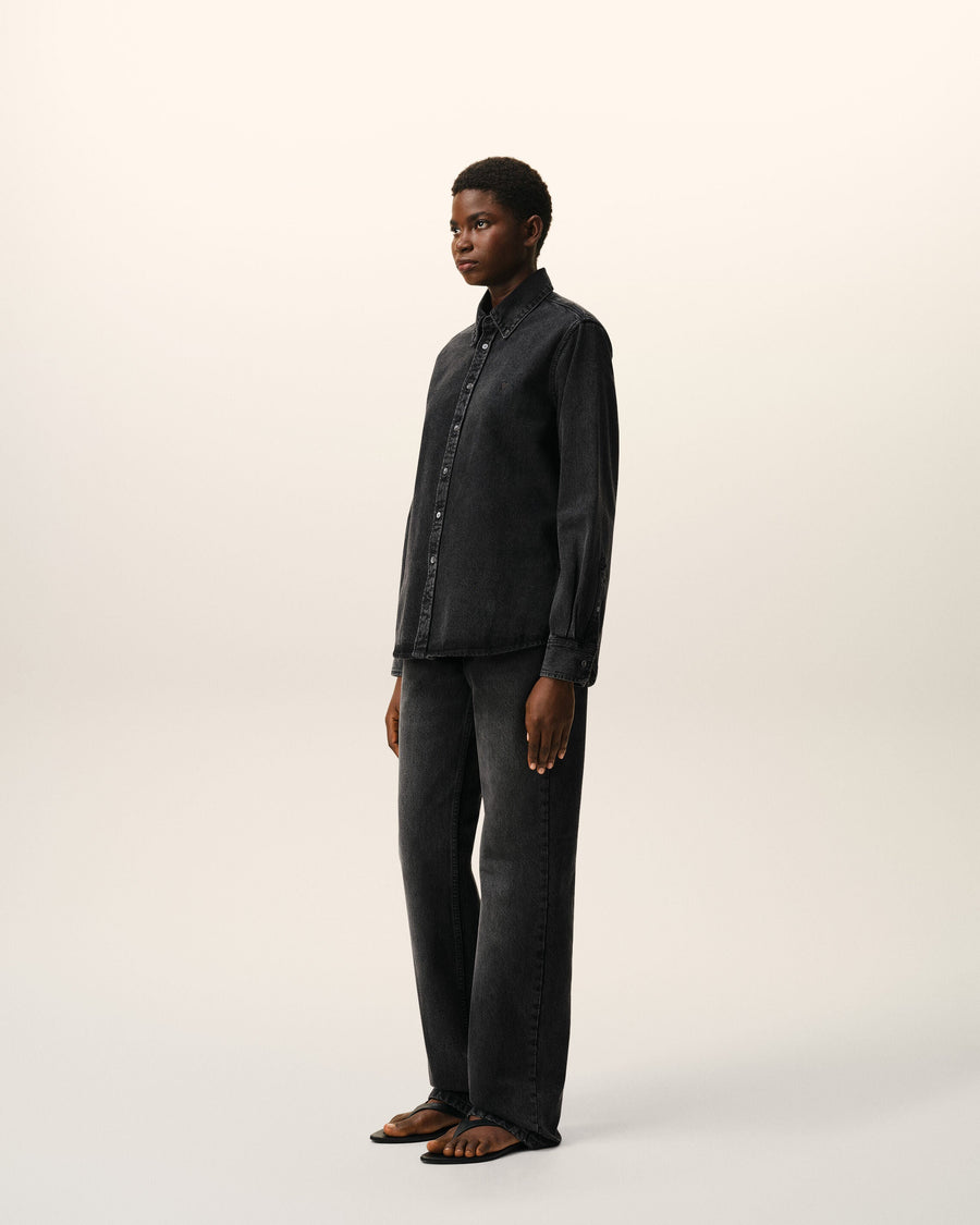 Black Denim Cotton Ami De Coeur Shirt